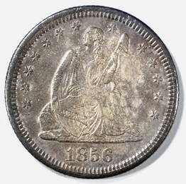 1856-S SEATED LIBERTY QUARTER AU/BU