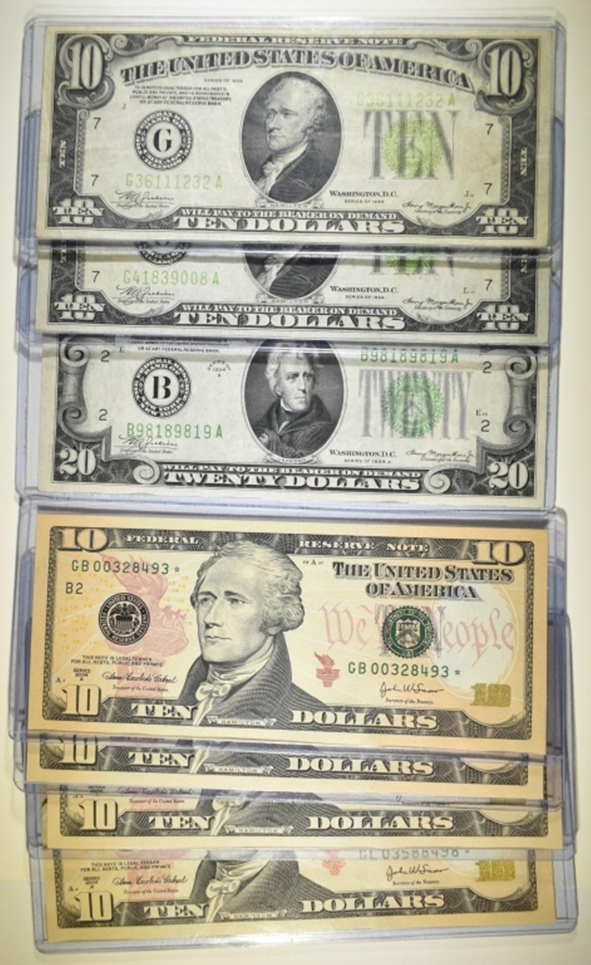 LOT OF 7 FEDERAL RESERVE NOTES: (1 of 3)