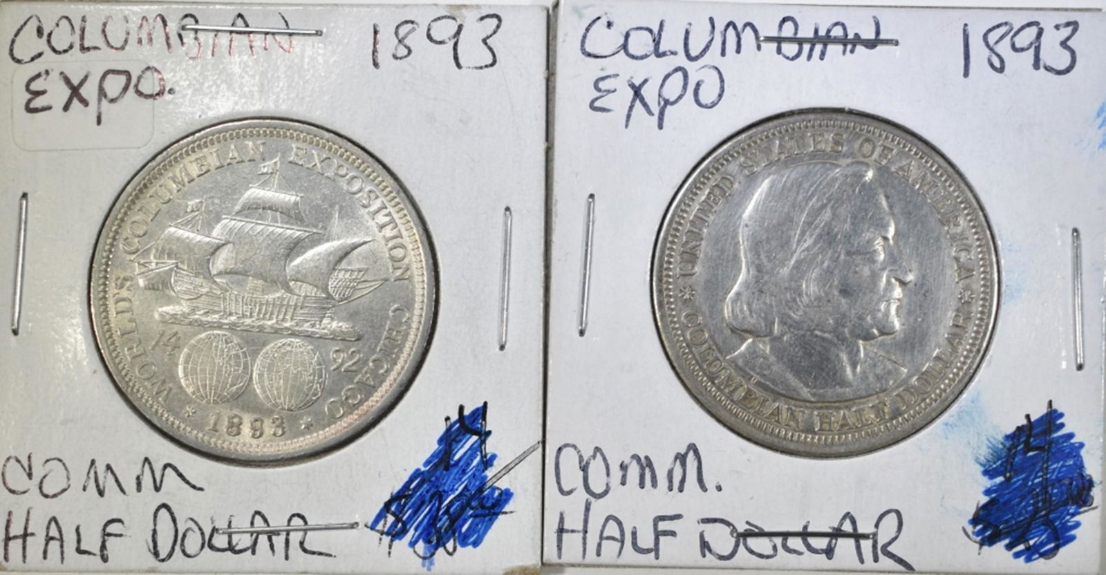 2 1893 COLUMBIAN EXPO COMM HALF DOLLARS AU (1 of 2)