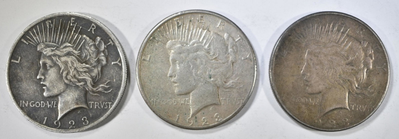 1923-P-D-S CIRC PEACE DOLLARS: CHECK OUT OUR UPCOMING AUCTIONS ESTIMATE $110 - $130.