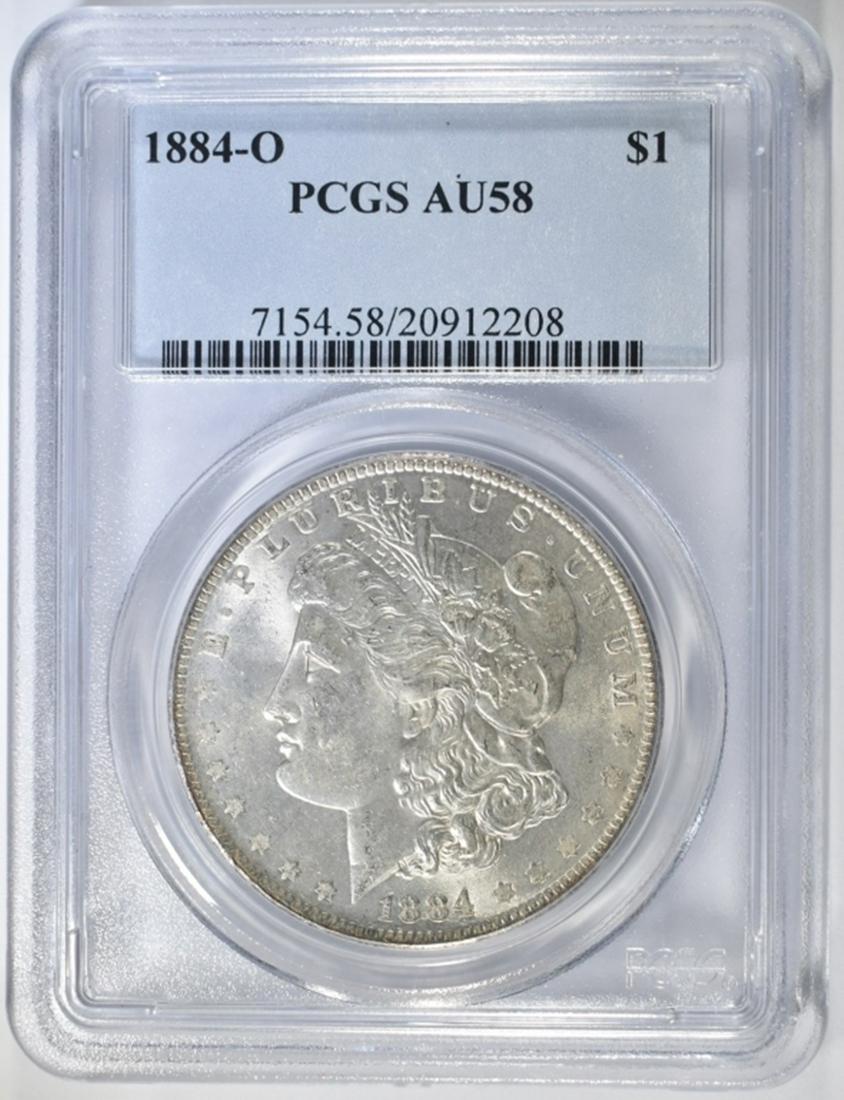 1884-O MORGAN DOLLAR PCGS AU-58: LEADERS IN ON-LINE AUCTIONS ESTIMATE $60 - $70.