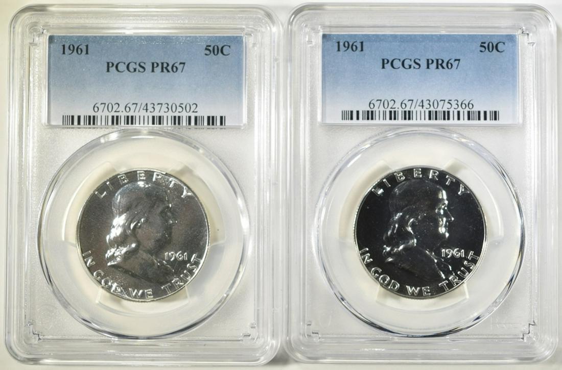 2 1961 FRANKLIN HALF DOLLARS  PCGS PR 67 (1 of 2)