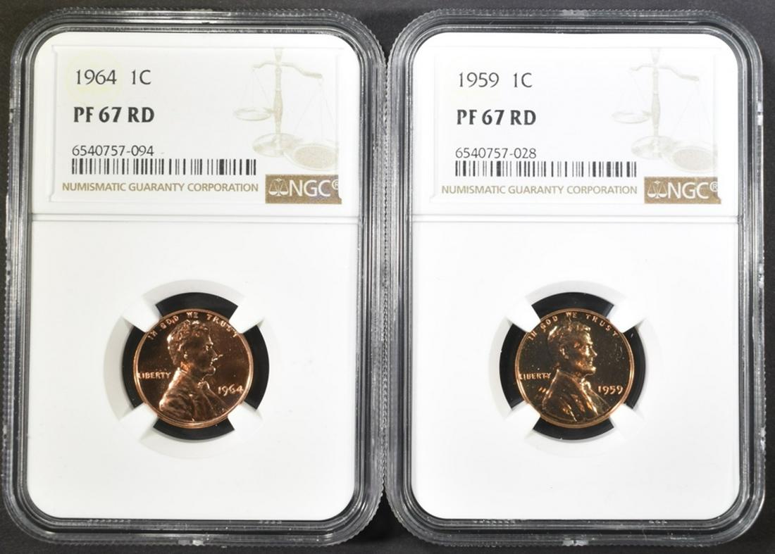 1959 & 1964 LINCOLN CENTS NGC PF-67 RD (1 of 2)