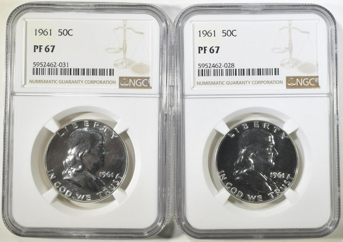 2 1961 FRANKLIN HALF DOLLAR NGC PF 67 (1 of 2)