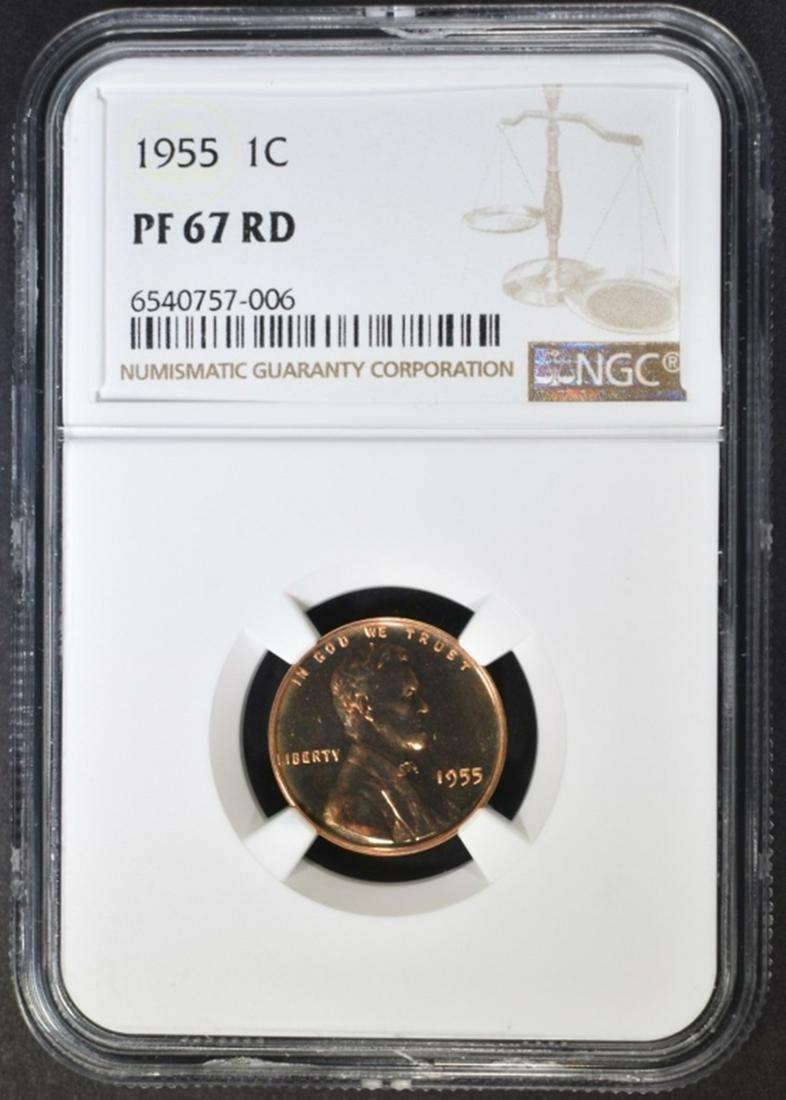 1955 LINCOLN CENT NGC PF-67 RD (1 of 4)