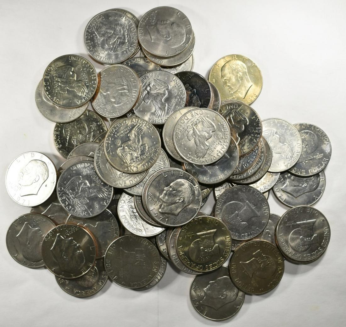 72 MIXED DATE EISENHOWER DOLLARS (1 of 3)