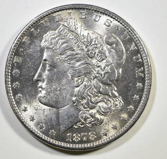 1878-S MORGAN DOLLAR CH BU: BID WITH SILVER CITY AUCTIONS ESTIMATE $100 - $130.