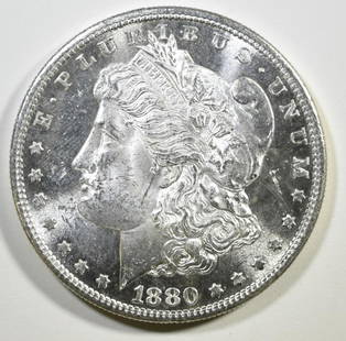 1880 S MORGAN DOLLAR CH BU: BID WITH SILVER CITY AUCTIONS ESTIMATE $75 - $100.