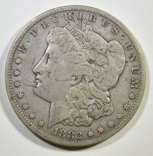 1882-CC MORGAN DOLLAR FINE SCRATCHES: WEEKLY COIN & CURRENCY AUCTIONS ESTIMATE $80 - $100.