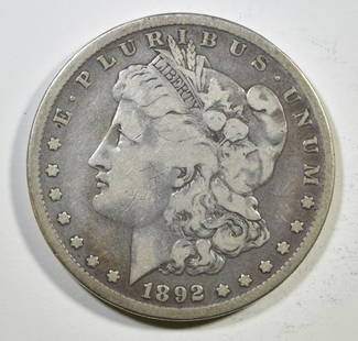 1892-S MORGAN DOLLAR FINE: WEEKLY COIN & CURRENCY AUCTIONS ESTIMATE $100 - $130.