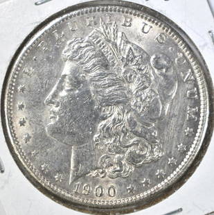 1900-S MORGAN DOLLAR AU/BU: BID WITH SILVER CITY AUCTIONS ESTIMATE $200 - $250.