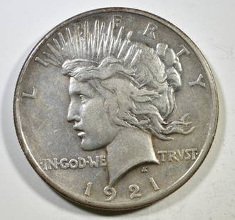 1921 PEACE DOLLAR XF: BID WITH SILVER CITY AUCTIONS ESTIMATE $250 - $300.