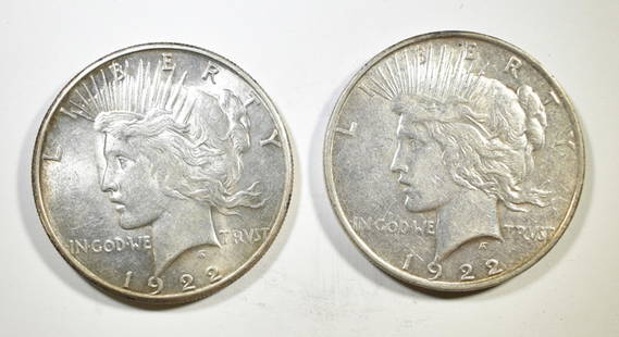 1922-D,S PEACE DOLLARS AU: LEADERS IN ON-LINE AUCTIONS ESTIMATE $75 - $100.