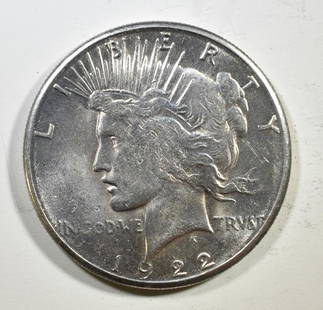 1922-S PEACE DOLLAR BU: LEADERS IN ON-LINE AUCTIONS ESTIMATE $60 - $80.