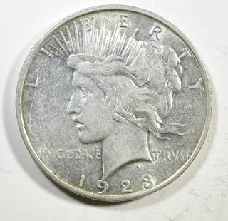 1923-D PEACE DOLLAR AU: WEEKLY COIN & CURRENCY AUCTIONS ESTIMATE $60 - $70.