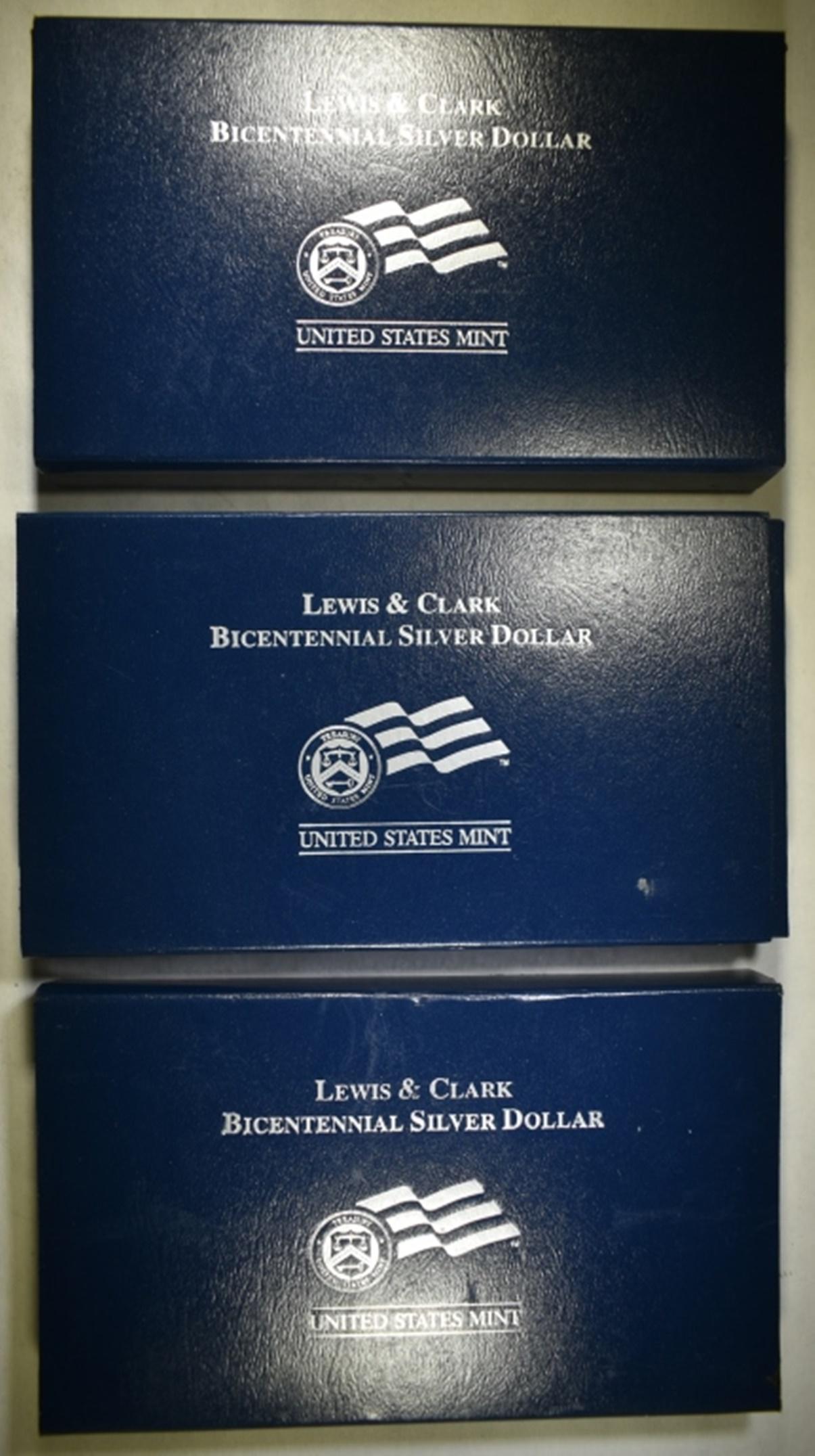 2-PROOF & 1-UNC 2004 LEWIS & CLARK COMMEM DOLLARS (1 of 2)