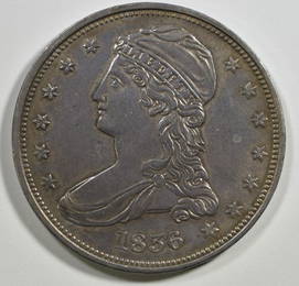 1836 REEDED EDGE BUST HALF DOLLAR XF/AU