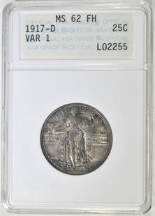 1917-D T-1 STANDING LIBERTY QUARTER, ANA CH BU FH: FULL HEAD ESTIMATE $450 - $500.