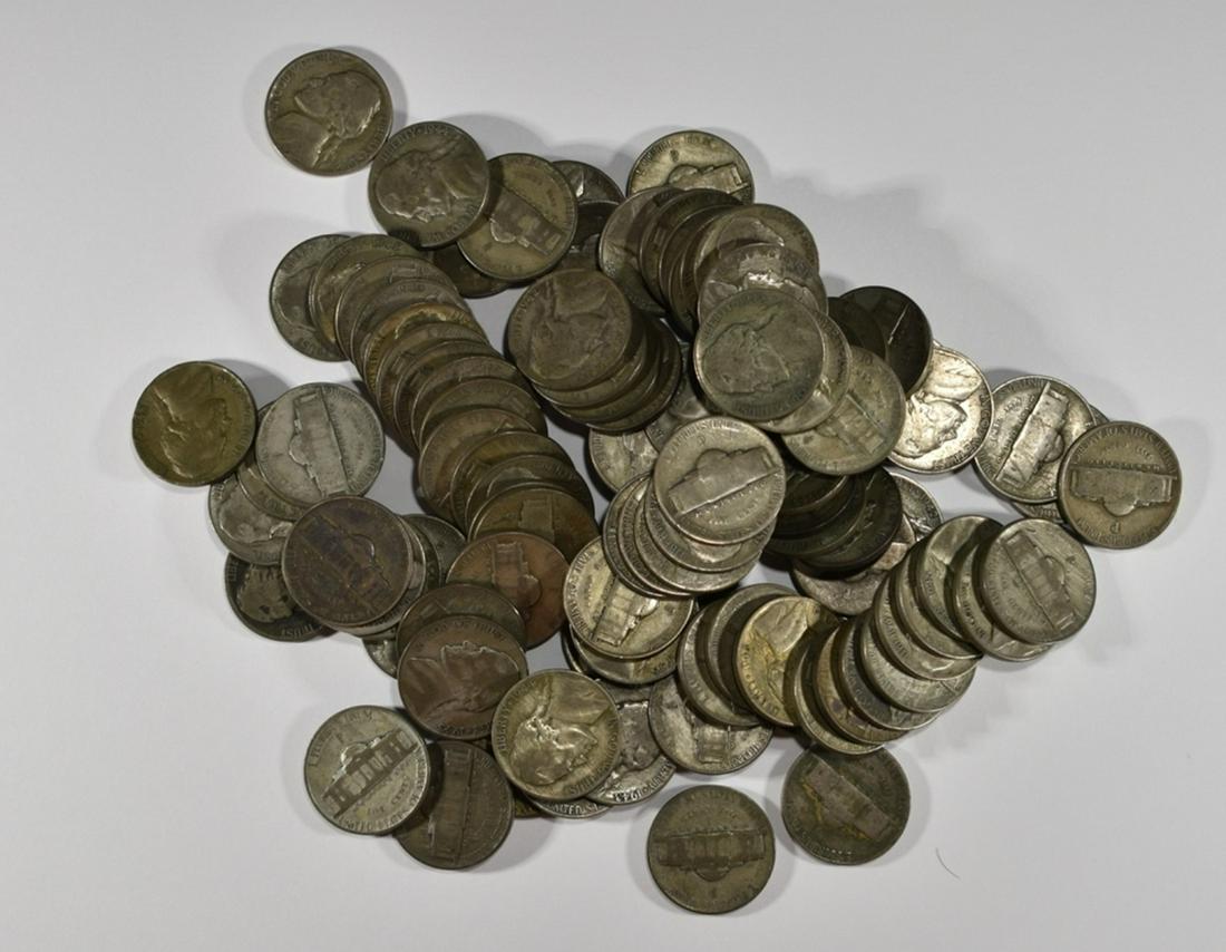 100-SILVER JEFFERSON "WAR" NICKELS (1 of 2)
