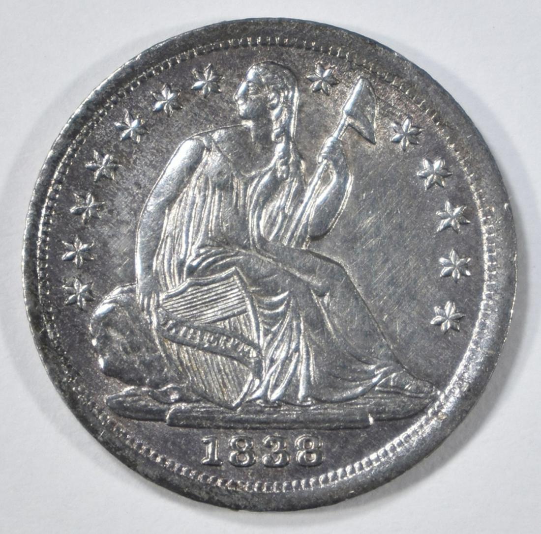 1838 SM STARS SEATED LIBERTY HALF DIME AU/BU (1 of 2)