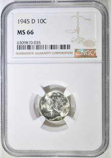 1945-D MERCURY DIME NGC MS 66: CHECK OUT OUR UPCOMING AUCTIONS ESTIMATE $75 - $100.