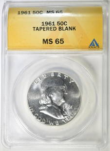 1961 FRANKLIN HALF DOLLAR TAPERED BLANK NGC MS 65: WEEKLY COIN & CURRENCY AUCTIONS ESTIMATE $60 - $80.