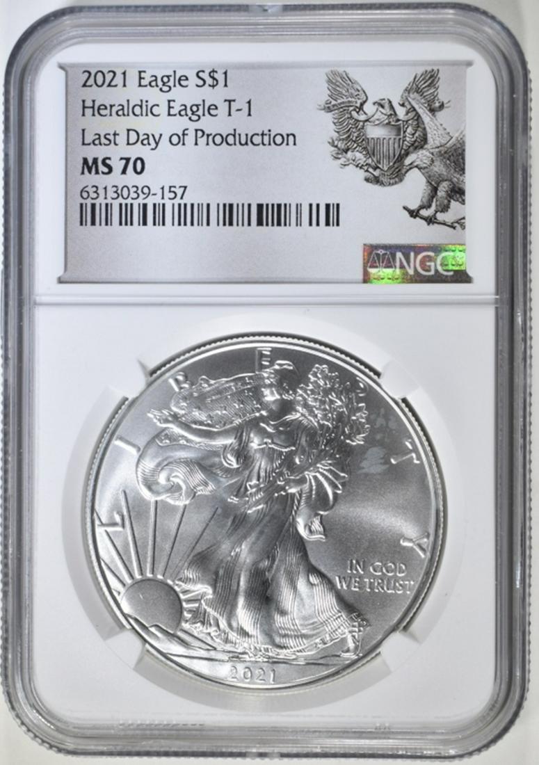 2021 T1 SILVER EAGLE NGC MS 70 LAST DAY (1 of 4)