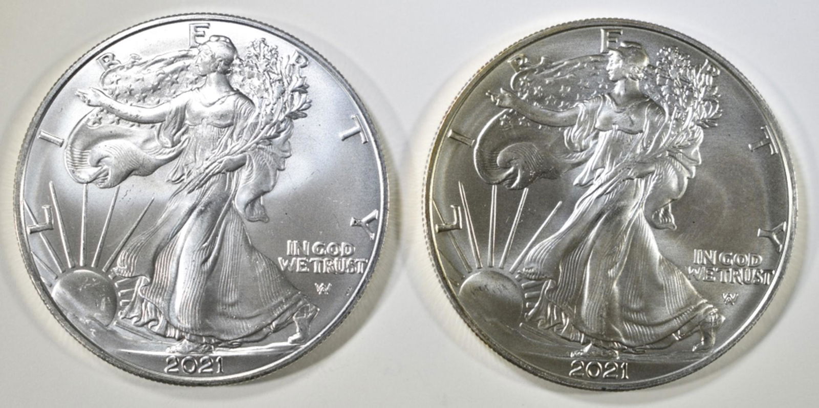 (2) 2021 T-2 UNC AMERICAN SILVER EAGLES (1 of 2)