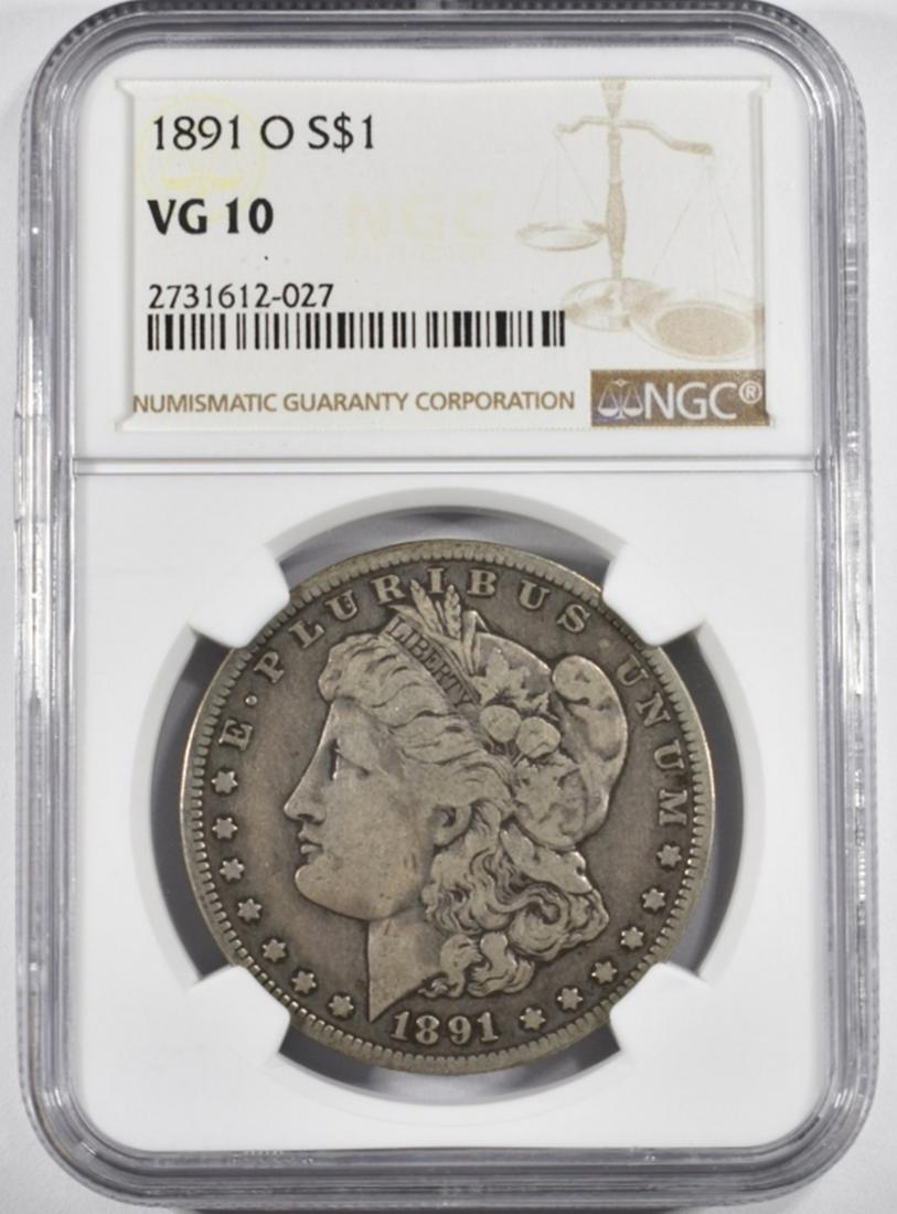 1891 O MORGAN DOLLAR NGC VG 10: LEADERS IN ON-LINE AUCTIONS ESTIMATE $60 - $80.