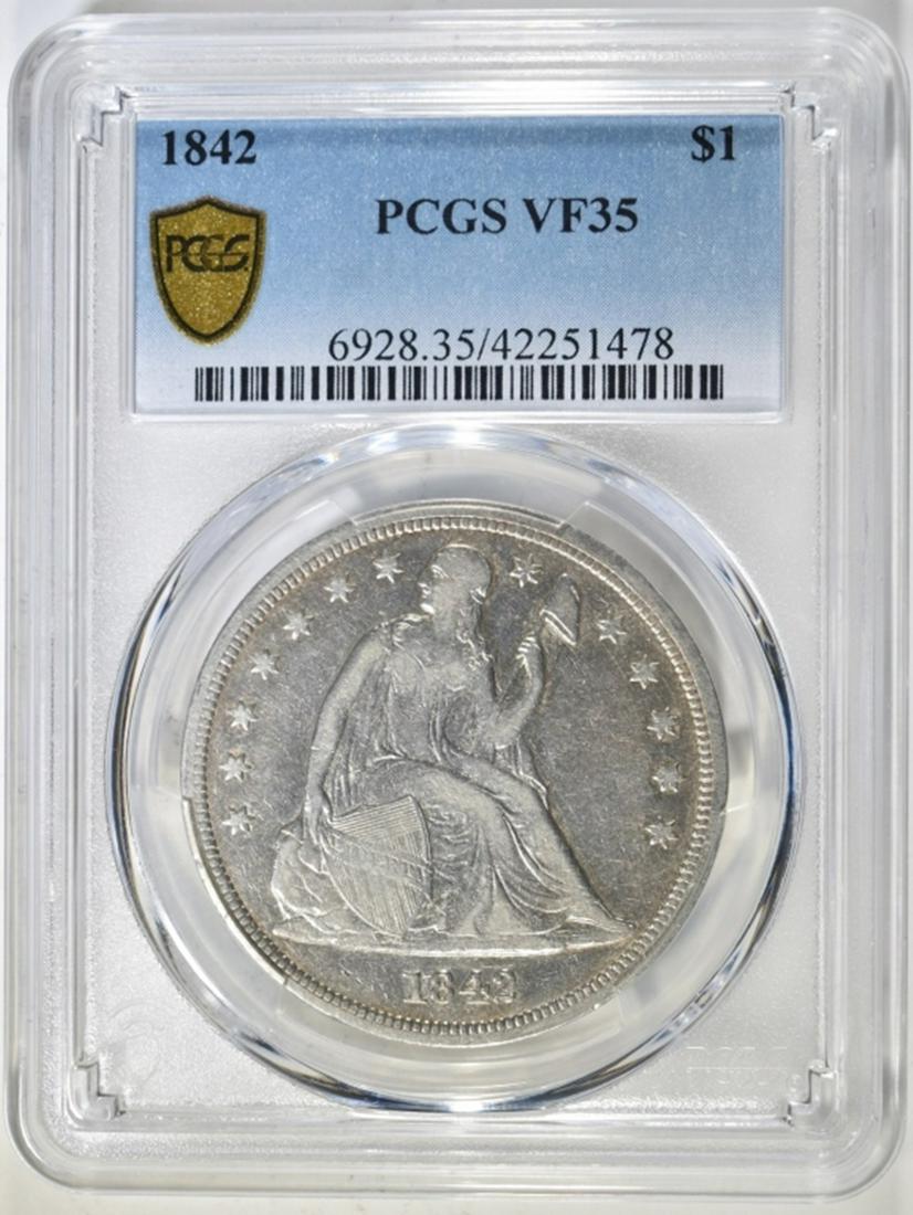 1842 SEATED LIBERTY DOLLAR PCGS VF-35 (1 of 4)