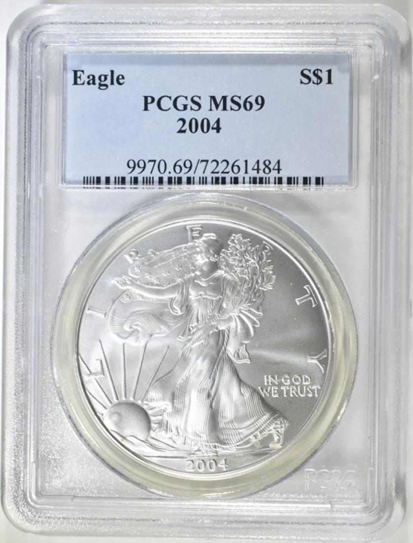 2004 AMERICAN SILVER EAGLE PCGS MS 69 (1 of 4)