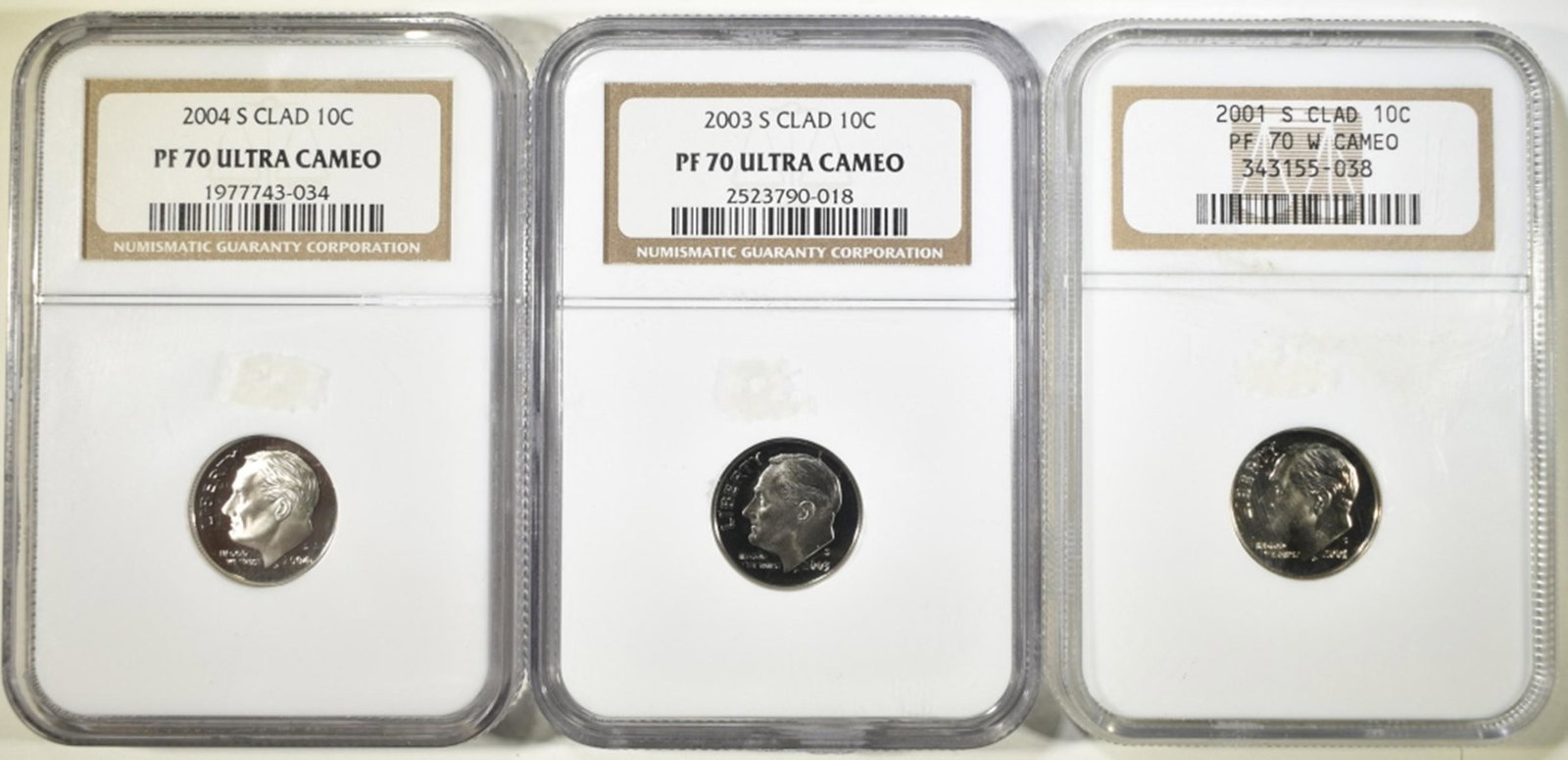 3 NGC GRADED ROOSEVELT DIMES: (1 of 2)