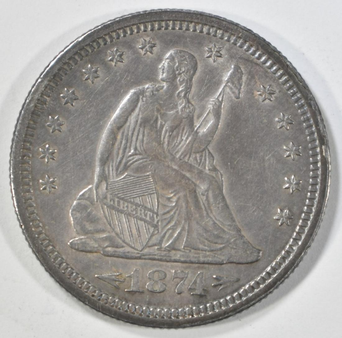 1874-S SEATED LIBERTY QUARTER AU/BU (1 of 2)