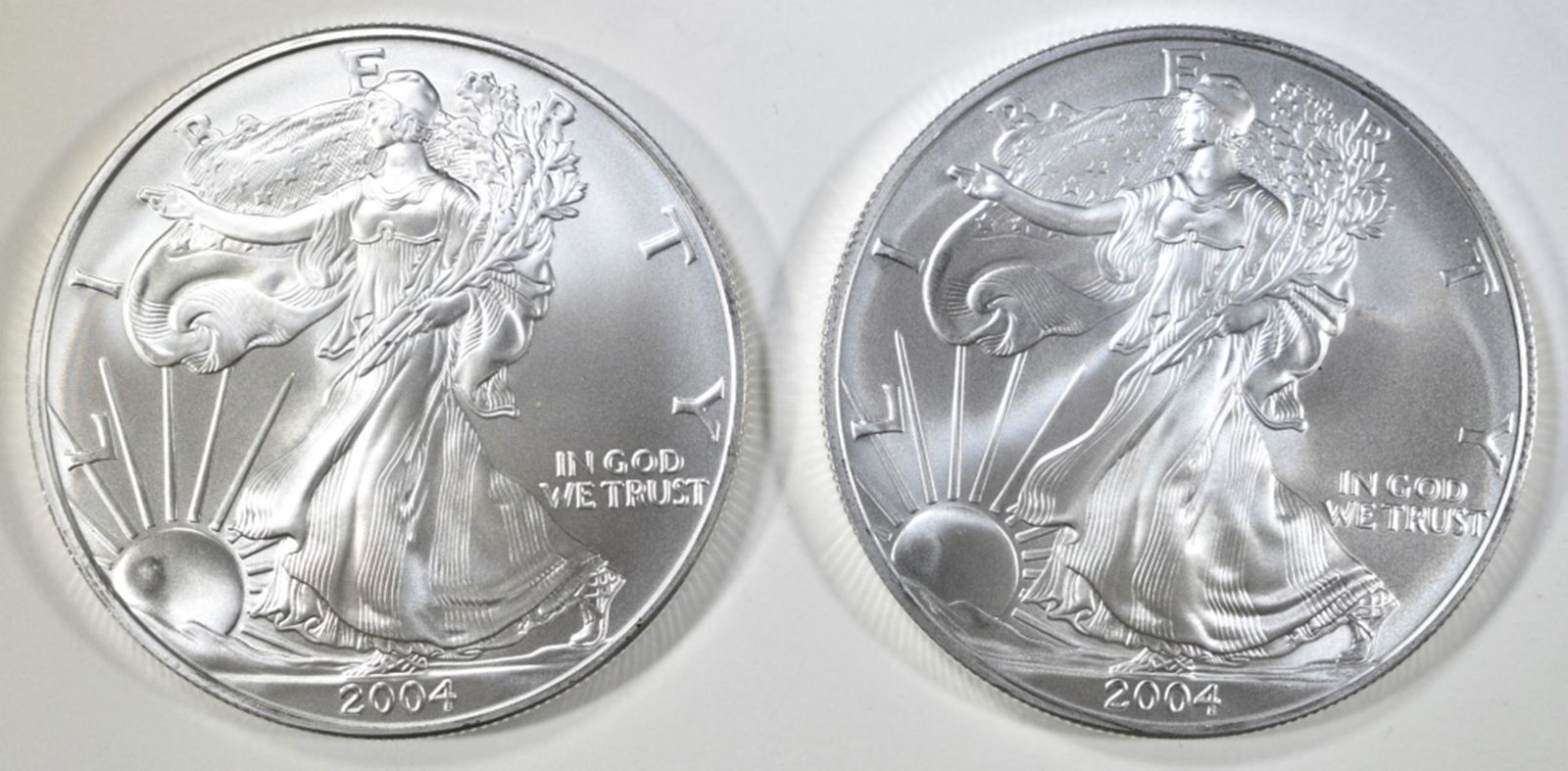 2 UNC 2004 AMERICAN SILVER EAGLES (1 of 2)