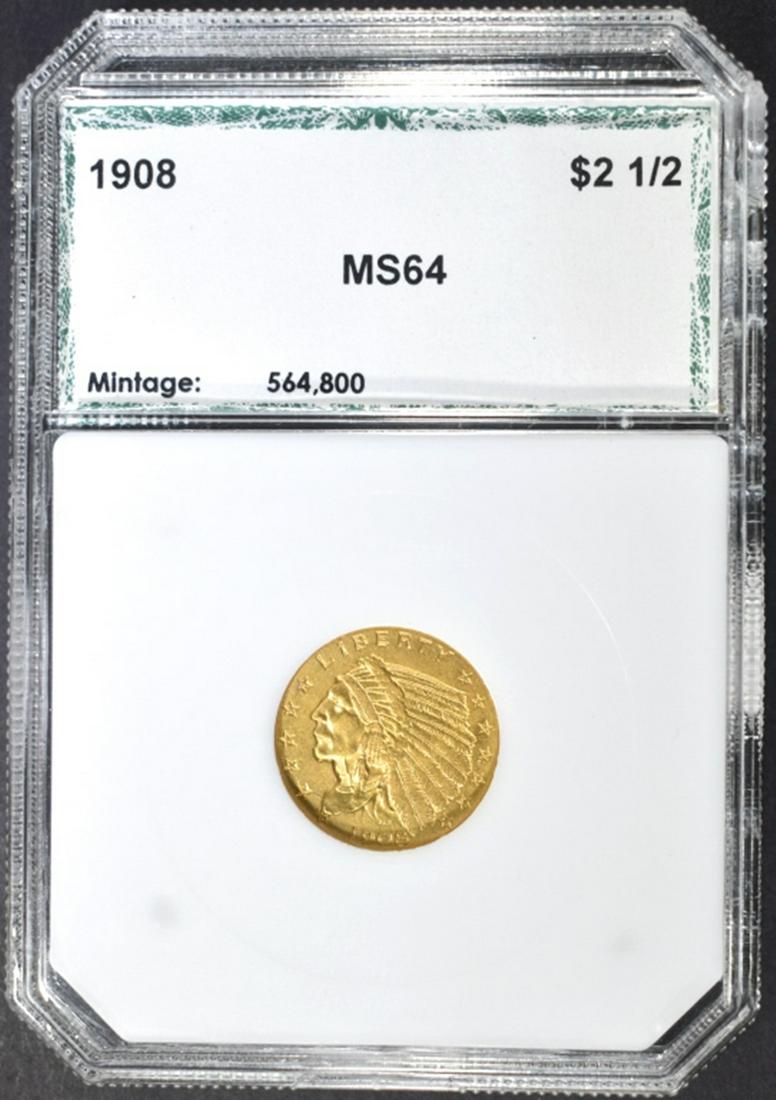 1908 $2.5 GOLD INDIAN PCI CH/GEM BU (1 of 4)