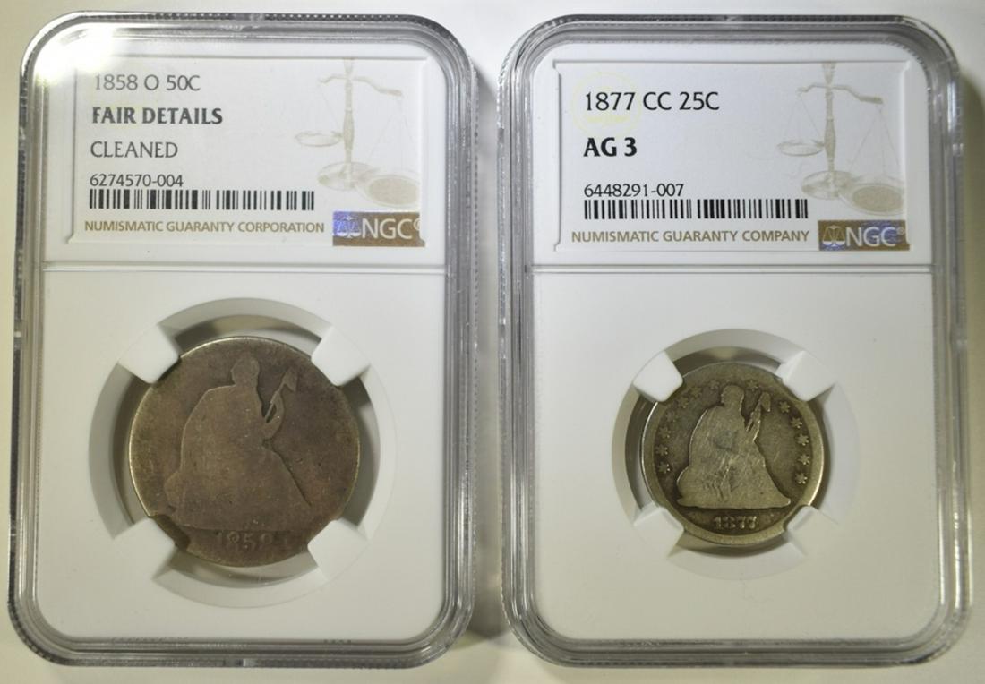 2 NGC GRADED SEATED LIBERTY TYPE COINS: (1 of 2)