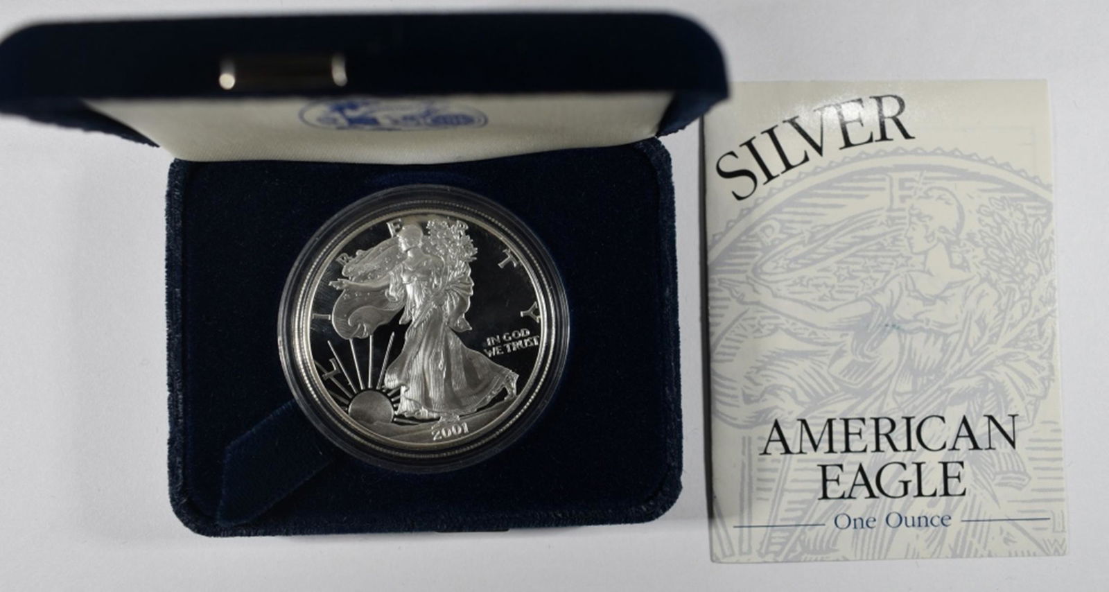2001-W PROOF AMERICAN SILVER EAGLE ORIG BOX/COA (1 of 3)