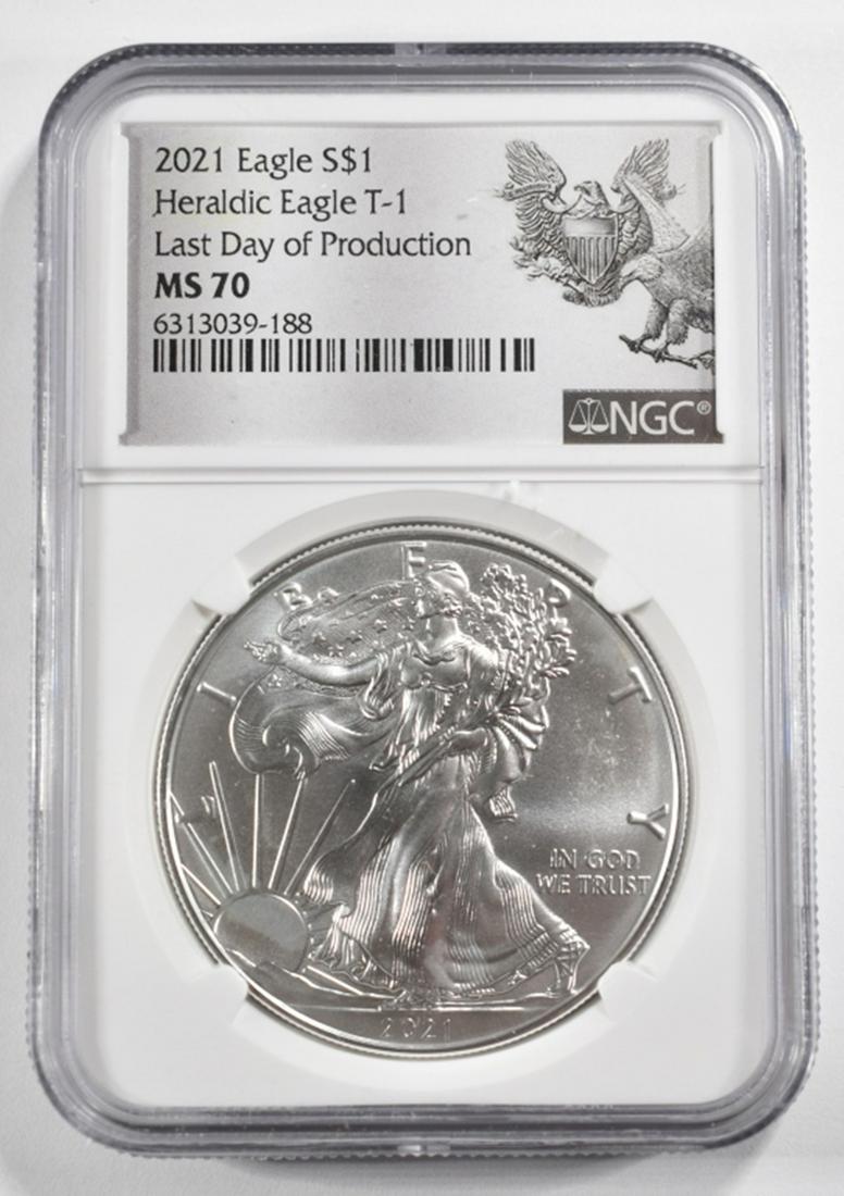 2021 T1 SILVER EAGLE NGC MS 70 LAST DAY (1 of 4)