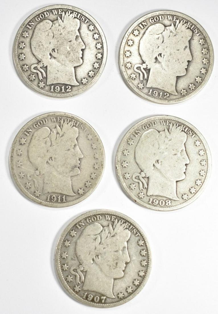 5 MIXED DATE BARBER HALF DOLLARS GOOD OR BETTER (1 of 4)
