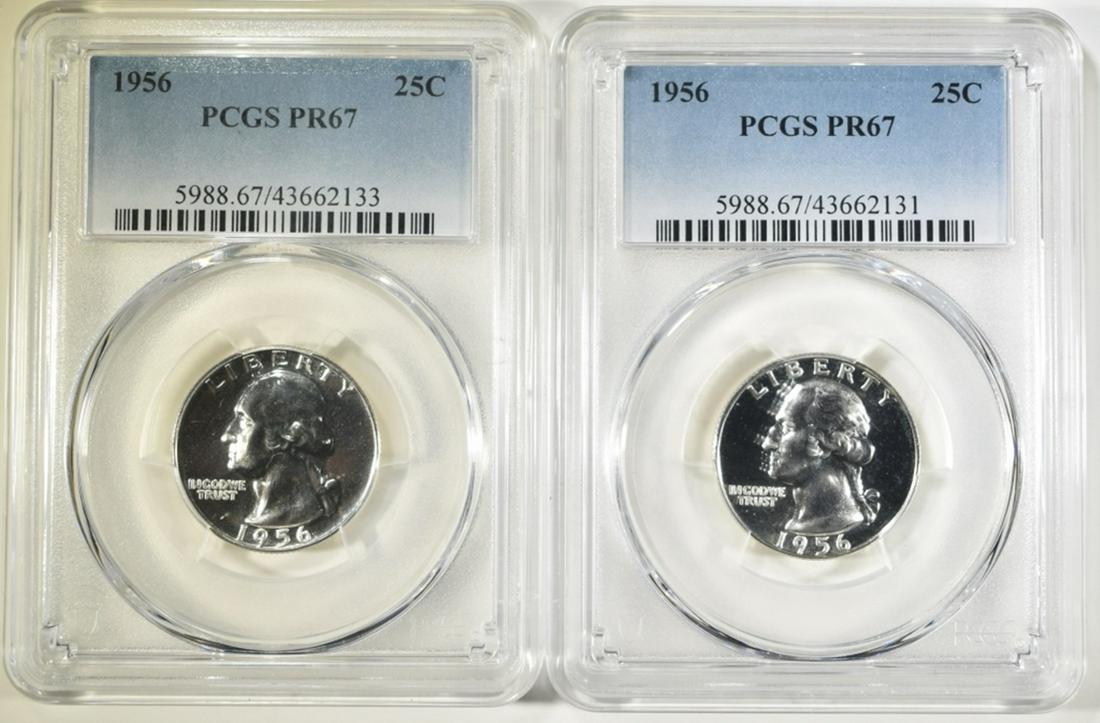 2 1956 WASHINGTON QUARTERS PCGS PR 67 (1 of 2)