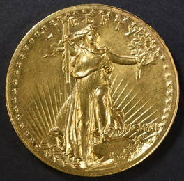 1907 $20 GOLD HIGH RELIEF SAINT GAUDENS BU