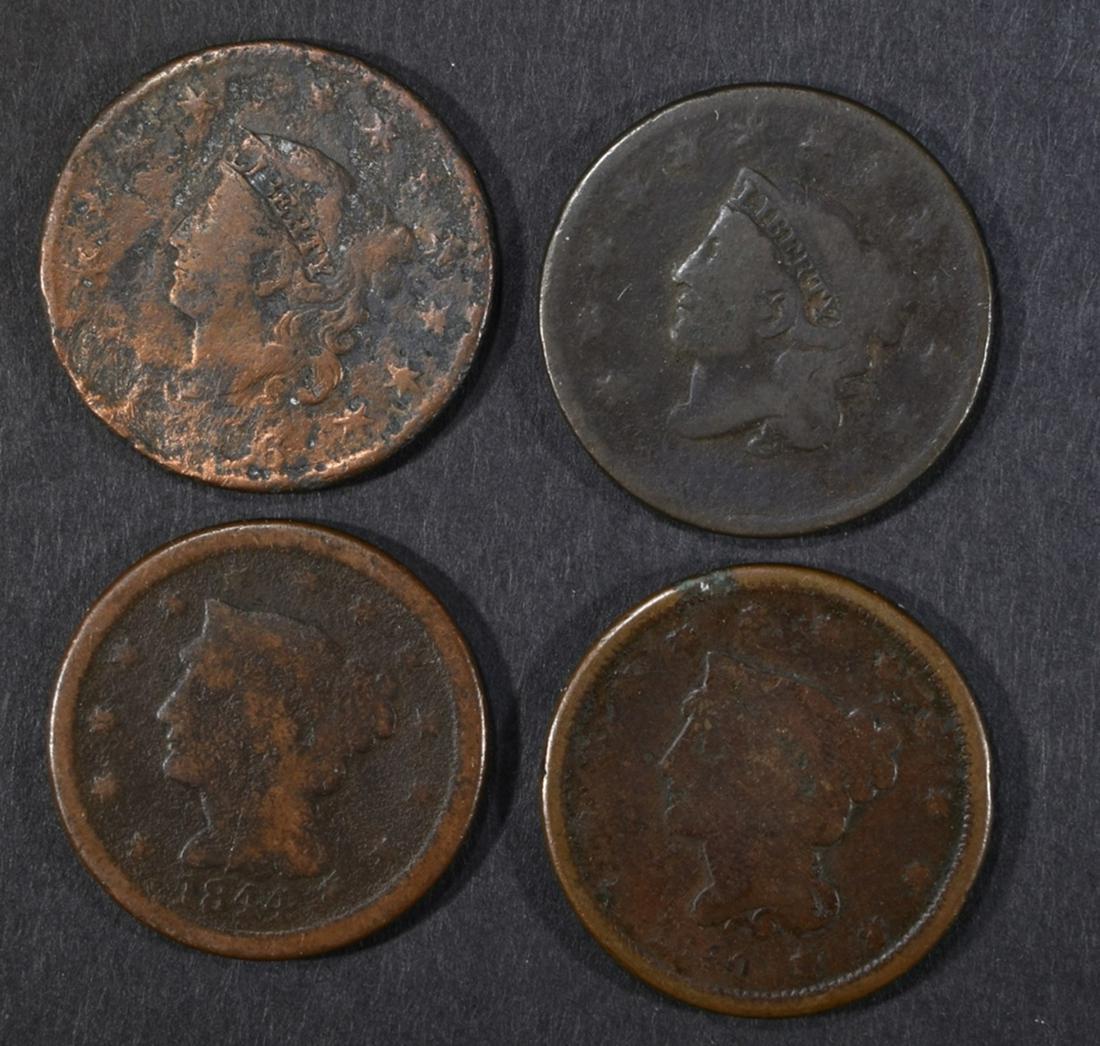 LOT OF 4 LARGE CENTS  AG-G (1 of 2)