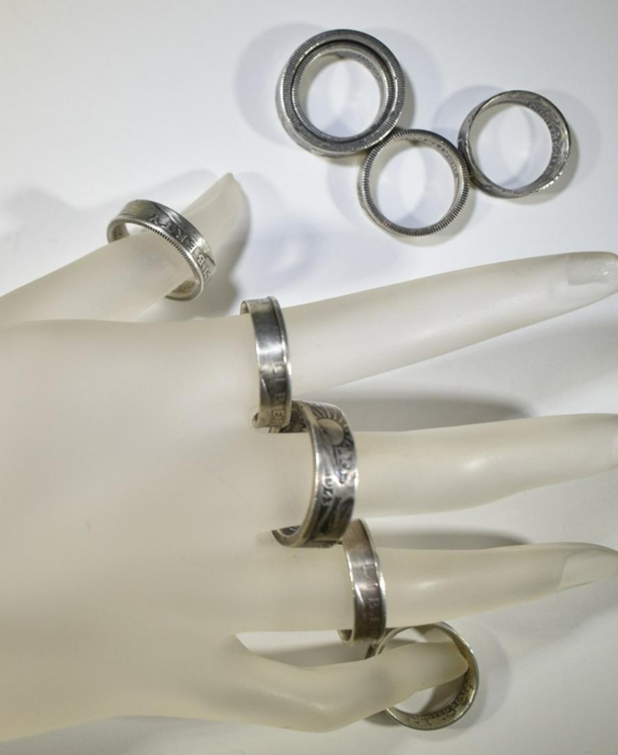 LOT OF 9 RINGS MADE FROM 90% SILVER COINS: (1 of 1)