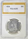 1836 REEDED EDGE BUST HALF DOLLAR  PGA  AU