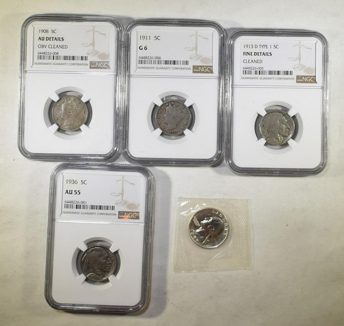 LOT OF 5 MIXED TYPE COINS: (1 of 2)