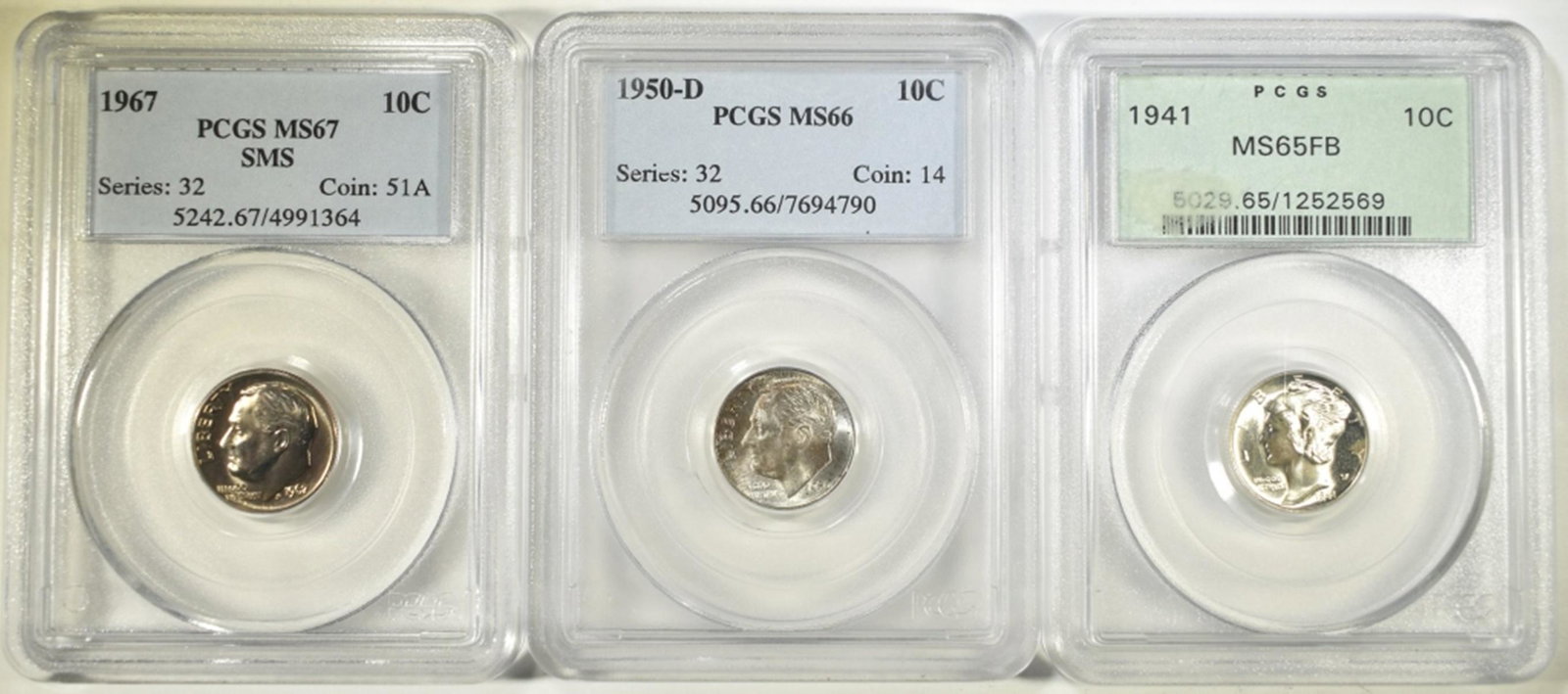 LOT OF 3 PCGS GRADED DIMES: (1 of 2)