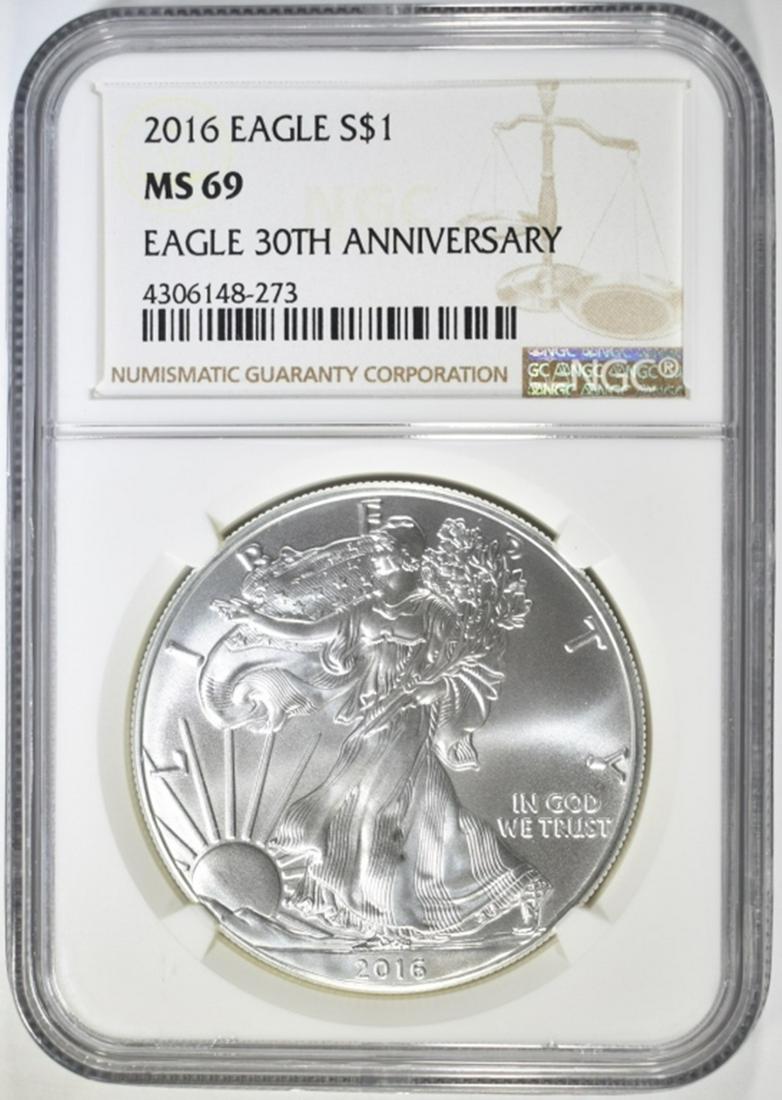2016 30TH ANNIVERSARY SILVER EAGLE, NGC MS-69 (1 of 4)