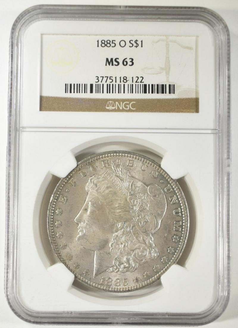 1885 O MORGAN DOLLAR NGC MS 63 (1 of 4)