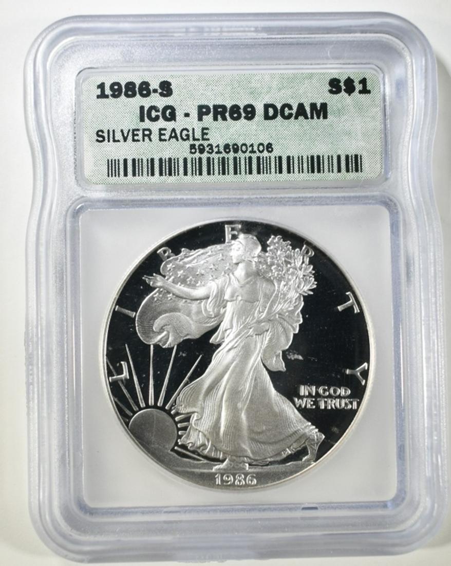 1986 S AMERICAN SILVER EAGLE ICG PR 69 DCAM (1 of 4)