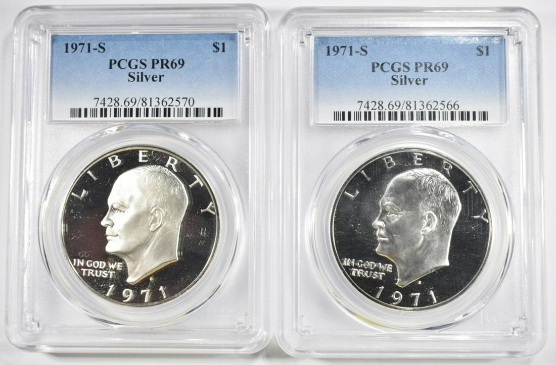 2 1971 S  SILVER IKE DOLLARS PCGS PR 69 (1 of 2)